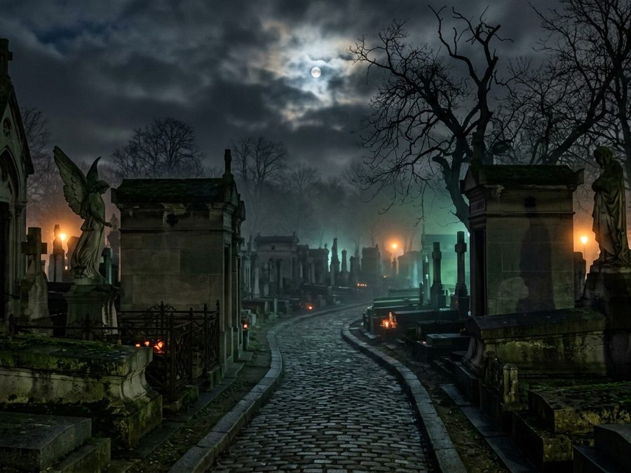Père Lachaise cemetery - autumn path through the tombs